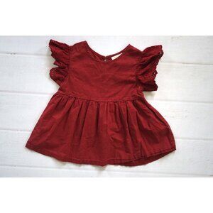 Cat & Jack Girls Burgundy Peplum Short Sleeve Shirt - Size 5T
